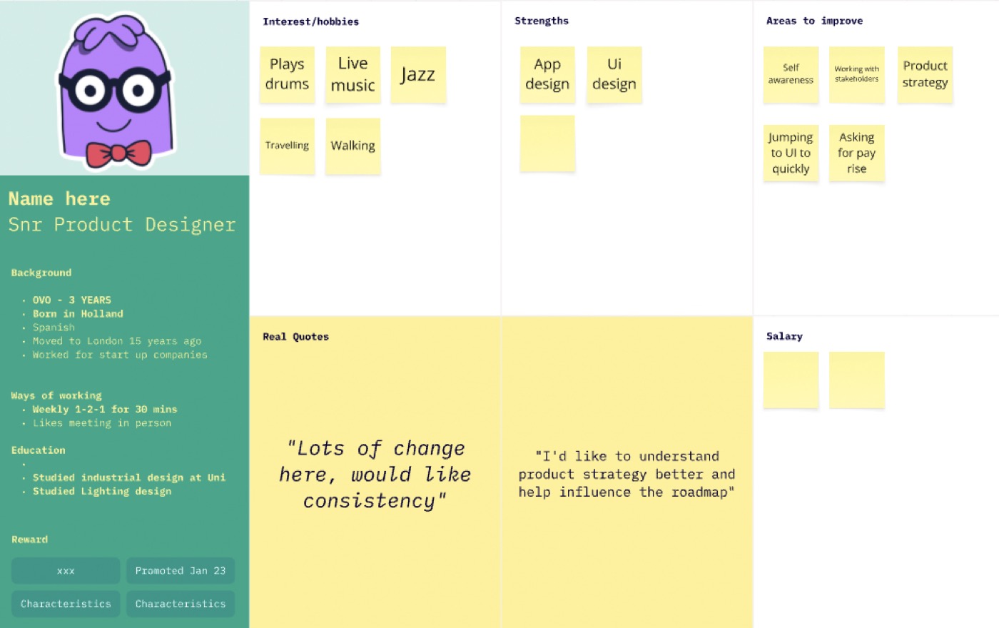 Designer persona — structured person-first 1:1 approach
